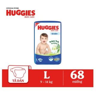 Tã / Bỉm Dán Sơ Sinh Huggies skincare Tràm Trà Tự nhiên size L68/XL60/XXL54/M76+3