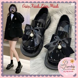 Giày lolita nữ đẹp - giày mary janes tiểu thư đính nơ ngọc 463