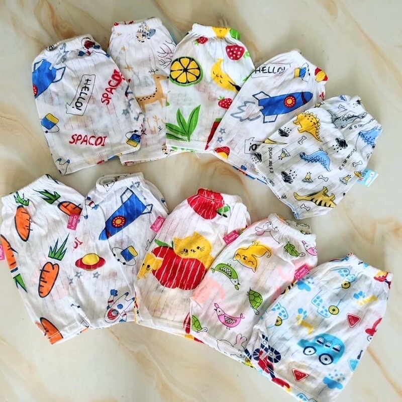 Quần đùi coton giấy Bé Trai, Bé Gái size từ 4kg-15kg
