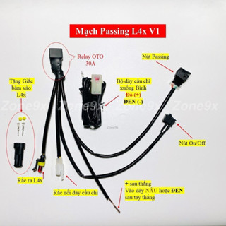 Mạch Passing - On/Off đèn trợ sáng L4, L4x, L6x, L9x 📣dùng Relay oto xịn Nais, Seido📣Dùng cho tất cả dòng xe