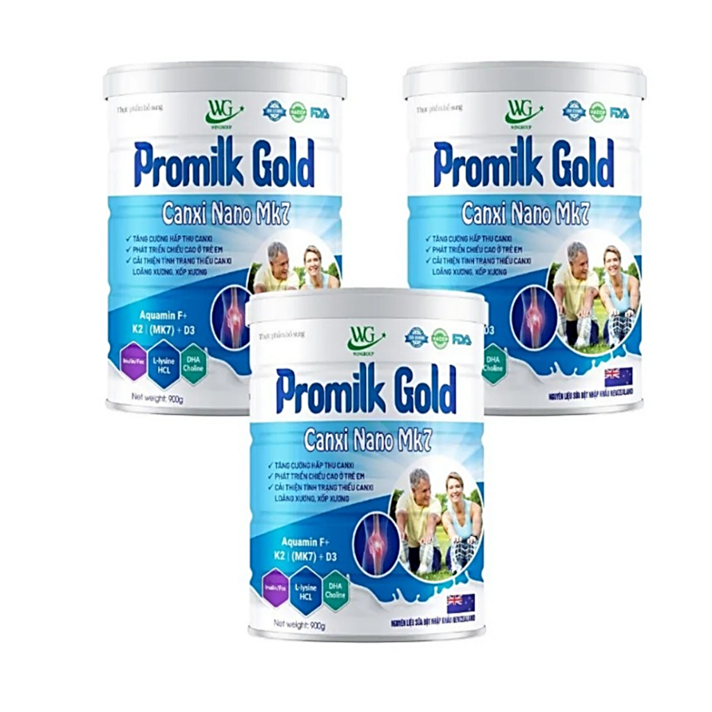 Hộp 900g Sữa Promilk Gold Canxi Nano Mk7 Tăng Cường Hấp Thụ Canxi, Phát Triển Chiều Cao Ở Trẻ Em, Tình Trạng loãng xương