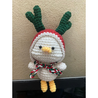 Vịt đội mũ noel bằng len có móc khoá