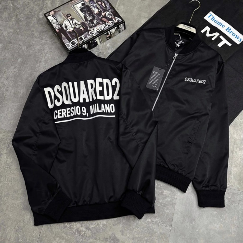 Áo khoác gió DSQUARED2 hàng chính hãng 2 lớp-áo bomber DSQ2 basic nam nữ