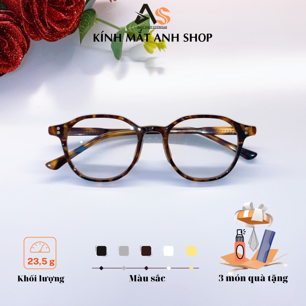 Gọng kính tròn nam nữ chất liệu nhựa cốt kim loại chắc chắn 1952A