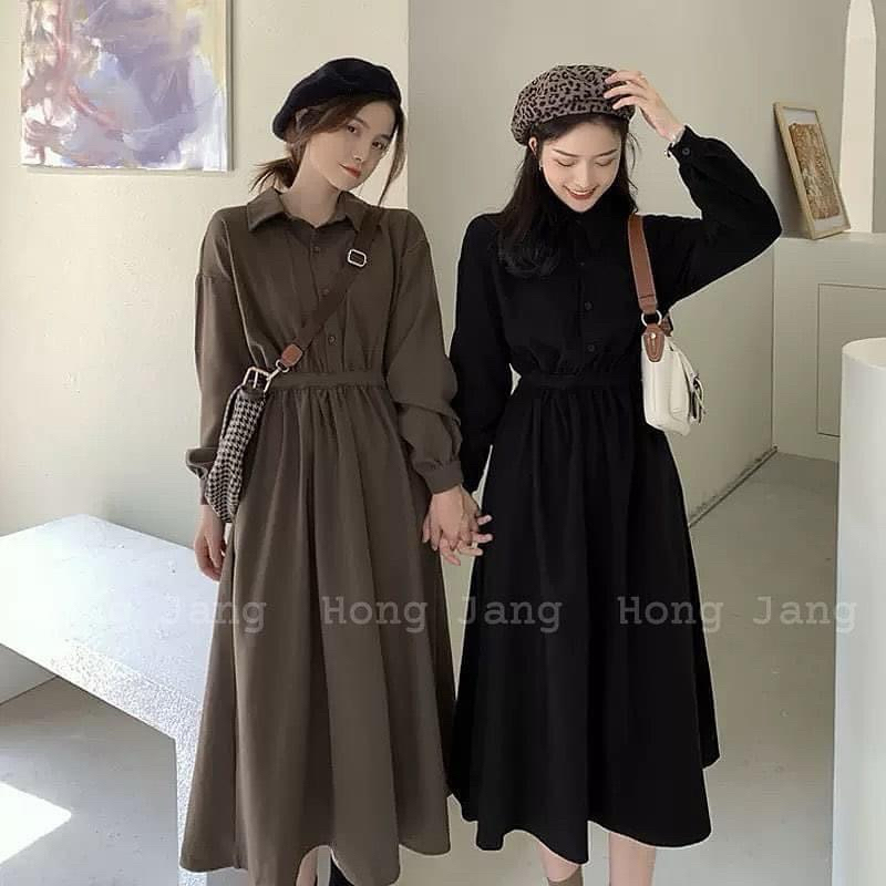 Đầm cổ polo thắt eo