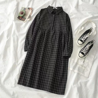 Đầm babydoll kẻ caro đen