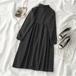 Đầm babydoll kẻ caro đen