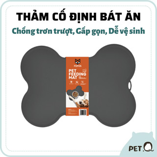 Thảm cố định bát ăn chó mèo FOFOS, Miếng lót bát hình xương, Cuộn gọn tiện lợi, Chống trơn trượt, Chất liệu an toàn