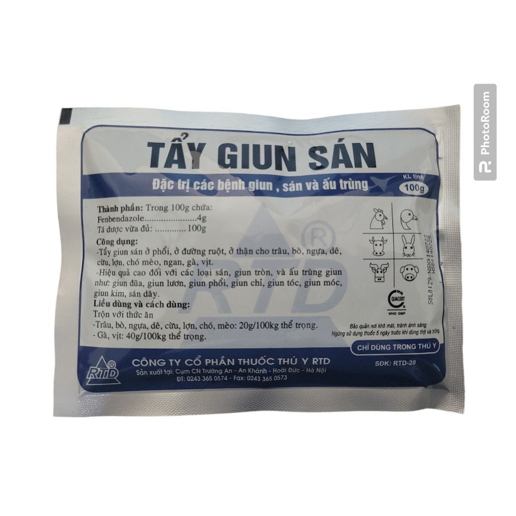 Fenben 50g & 100g, dùn trong thú y