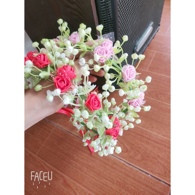 Vòng hoa baby nụ xen hoa xốp nhí hoa 2.5 cm