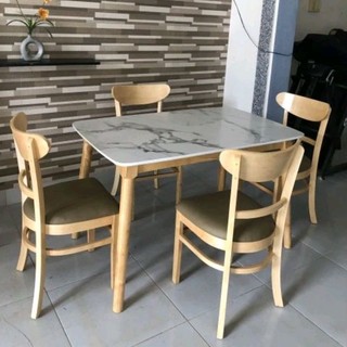 -bàn mango giả đá 1 Bàn ăn + 4 ghế cabin lưng ghế bo công như mặt trăng. Ship Hoả tốc HCM