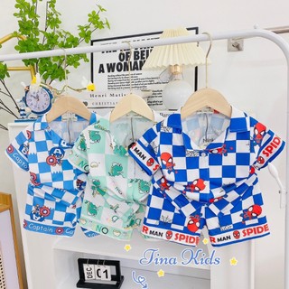    RiO Kids   Bộ cộc tay có cổ Pijama giành cho bé trai bé gái in hình 3D chất thun Thái 