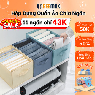 Hộp Đựng Quần Áo Chia Ngăn Gấp Gọn Có Khung Cứng Và Nắp Chất Vải Không Dệt Bền Đẹp BeeMax