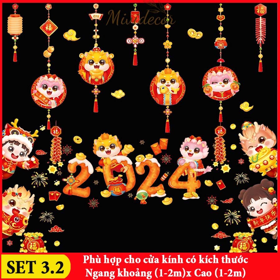 Decal dán kính tết 2024