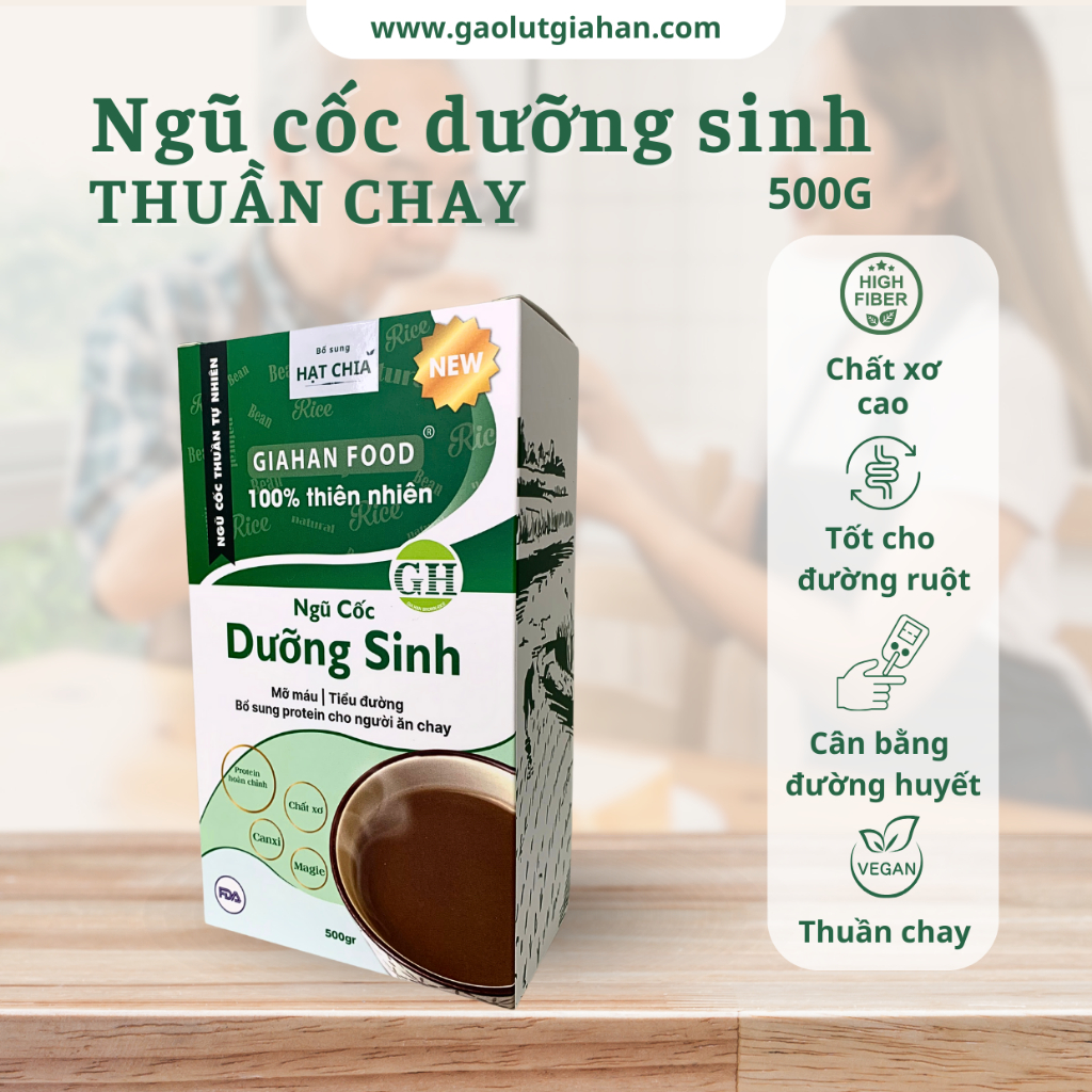 Bột Ngũ Cốc Thuần Chay GiahanFood ,ngũ cốc danh cho người tiểu đường, nguyên liệu thuần chay và bổ sung protein