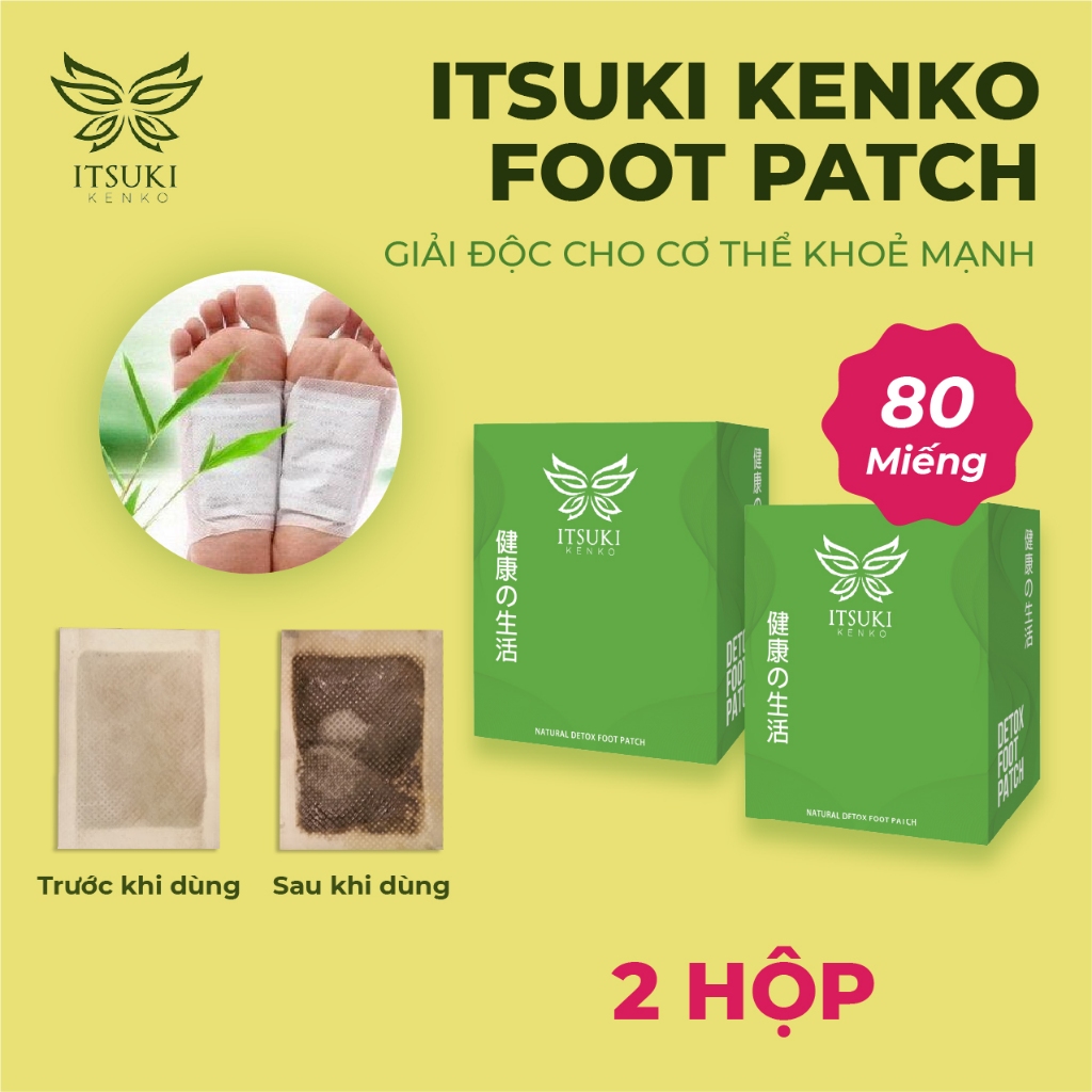 Chính hãng 100% - Miếng dán thải độc chân Itsuki Kenko - 80 miếng/2 hộp