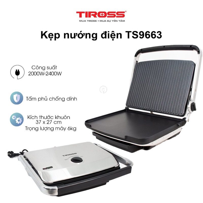 Máy kẹp bánh TIROSS 2000W TS9663