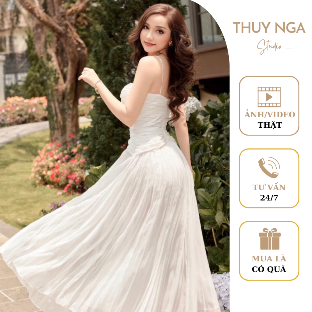 Váy tơ dập ly xoắn ngực hàng TKCC