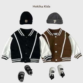 [Hokiha Kids] Te521- Áo khoác bomber chất nỉ ép 2 da mềm mịn phối túi hai bên kiểu dáng thể thao cho bé từ 9-19kg