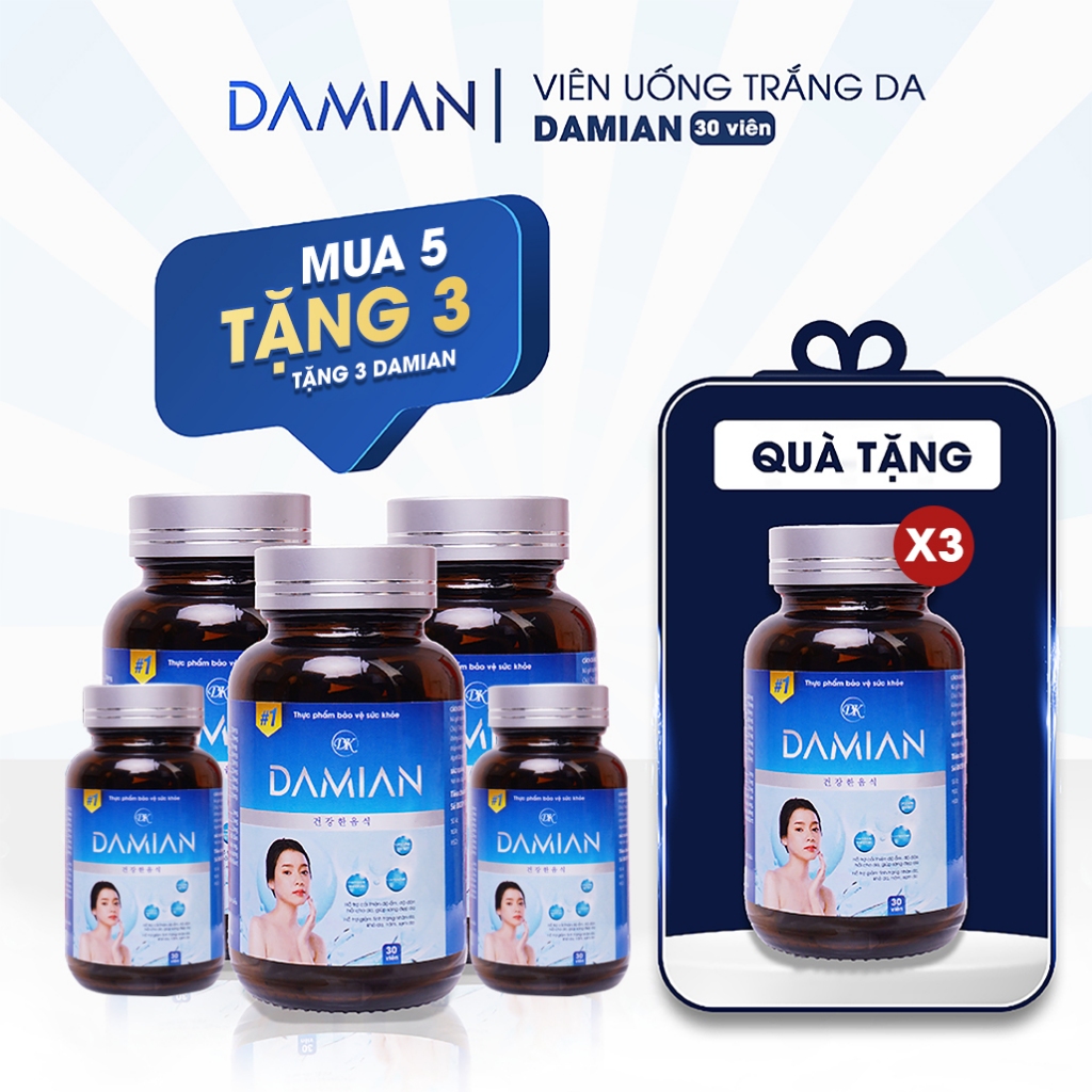 Viên Uống Trắng Da DAMIAN - Mờ Thâm, Tàn Nhan, Trắng Da Chỉ Sau 30 Ngày