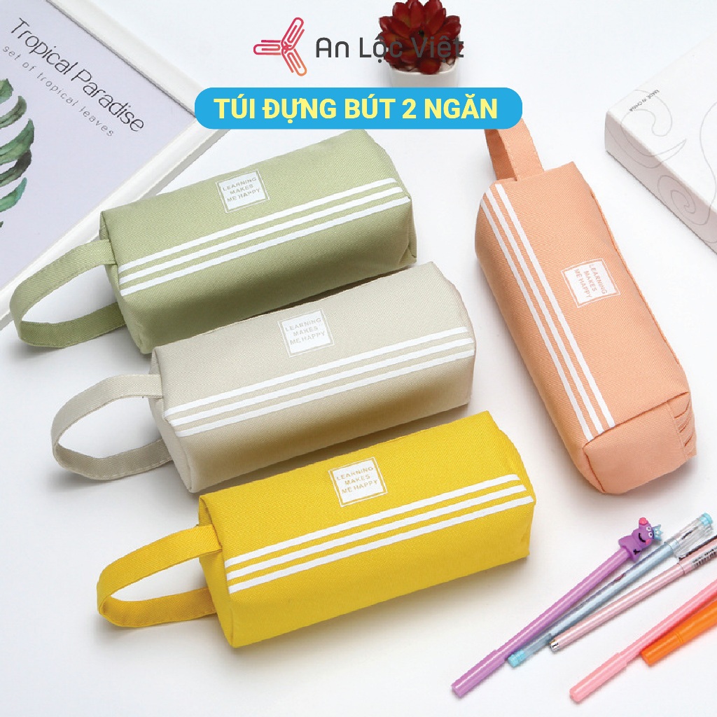 Túi đựng bút 2 ngăn vải cỡ lớn với nhiều màu sắc được giới trẻ ưa chuộng đang hot nhất hiện nay