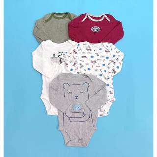 Combo 5 Bodysuit Tay Dài Bé Trai Carter's - Hàng tuyển chọn Màu ngẫu nhiên c51