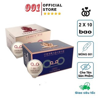 Combo 2 hộp bao cao su siêu mỏng 001, bcs hồng nhiều gân gai, bcs xanh nhiều gel bôi trơn, kéo dài thời gian - 001STORE