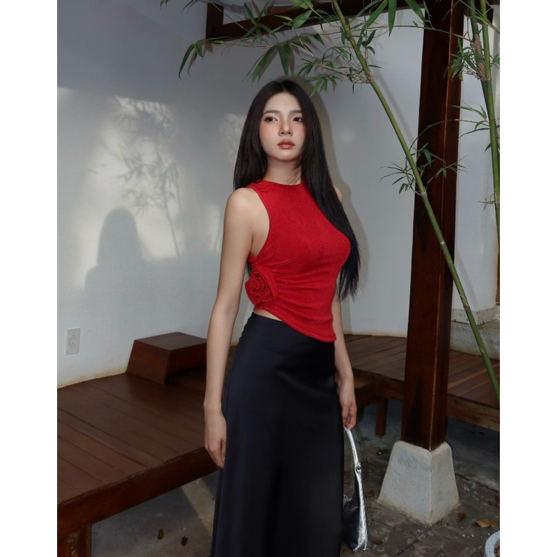 SET GỒM ÁO SÁT NÁCH ĐÍNH HOA + QUẦN ỐNG LOE