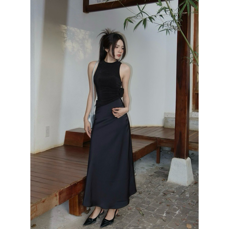 SET GỒM ÁO SÁT NÁCH ĐÍNH HOA + QUẦN ỐNG LOE