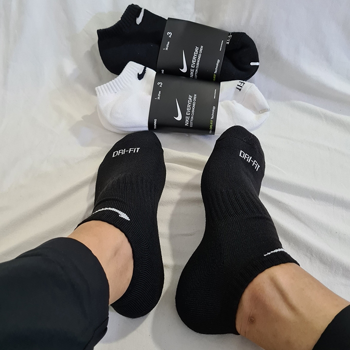 Pack 3 đôi tất thể thao Nike cổ ngắn DRIFIT White/Black SX7678-100