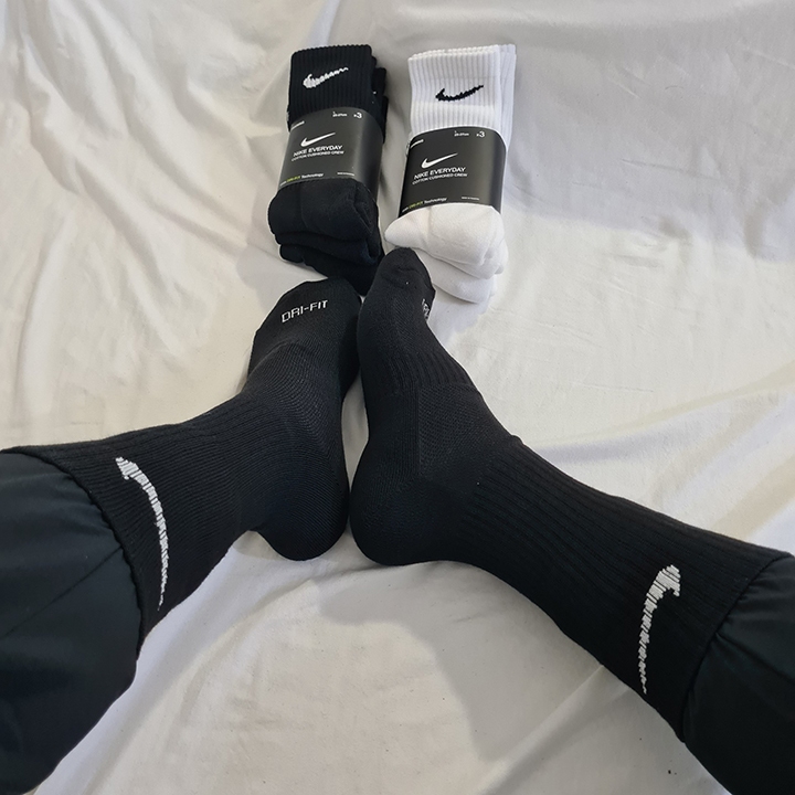 Pack 3 Đôi tất thể thao Nike cao cổ DRI-FIT White/Black/Gray SX7664-100