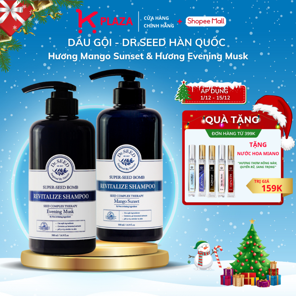 Dầu gội dưỡng ẩm và phục hồi tóc hương nước hoa Dr.SEED 500ml Hàn Quốc mọc tóc giảm gãy rụng và mềm mượt Chính hãng
