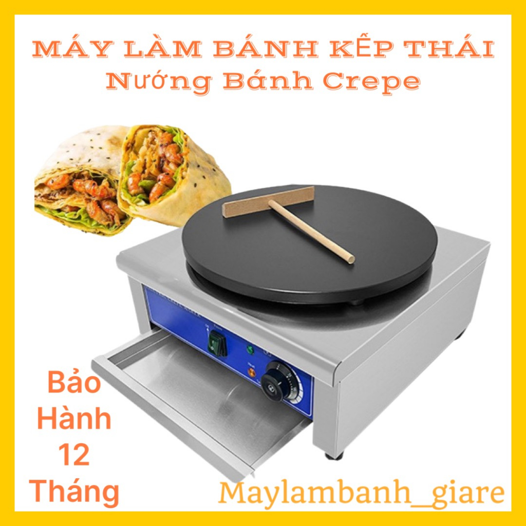 Máy Làm Bánh Kếp Thái Tròn 40cm CREP1. Máy Nướng Bánh Crepe Công Nghiệp Dùng Điện Công Suất 3000W Bảo Hành 12 Tháng