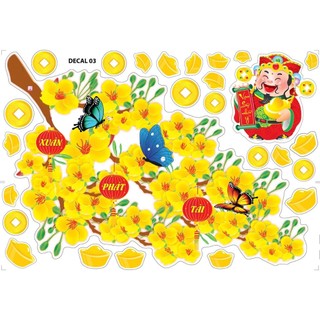 DECAL TRANG TRÍ TẾT IN NỔI 3D MẪU PHÁT TÀI PHÁT LỘC