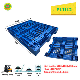 Pallet nhựa 1200x1000x150 Pallet nhựa tái sinh kê hàng nặng tải trọng tốt lên tới 3,5 tấn