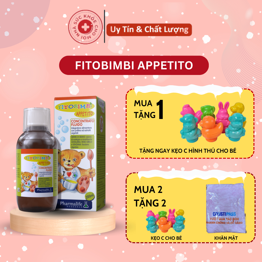 Fitobimbi Appetito - Thảo dược châu âu giúp bé ăn ngon, hấp thu tốt (Chai 200ml) - Chính hãng Ý