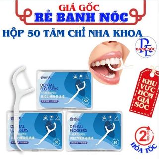  Set 50 Chiếc Tăm Chỉ Nha Khoa Dental Flossers - Hộp 50 Cây Tăm Chỉ Nha Khoa Tiệt Trùng An Toàn Vệ Sinh Răng
