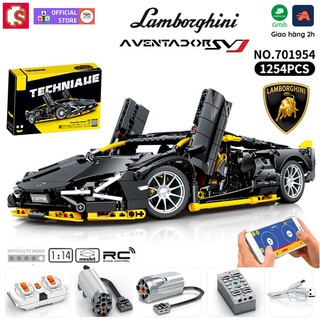 Đồ chơi lắp ráp mô hình siêu xe technic lamborghini aventador black gold rc 701954 với 1254 pcs