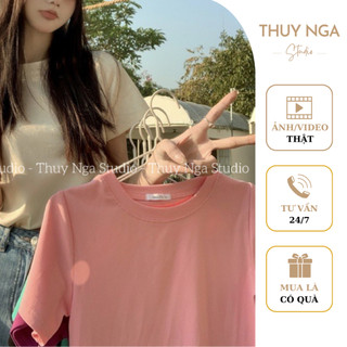 Áo Thun Basic 𝗧𝗛𝗨𝗬 𝗡𝗚𝗔 𝗦𝗧𝗨𝗗𝗜𝗢 Dáng Vừa Dễ Mix Đồ Hàng QC