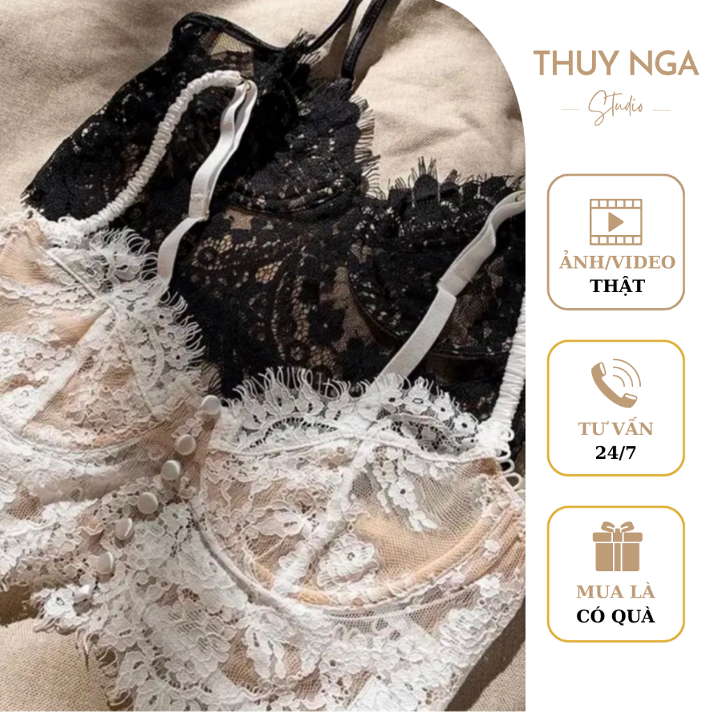Áo bra ren mi cúc Áo lót bralette nâng ngực nhẹ có gọng có mút