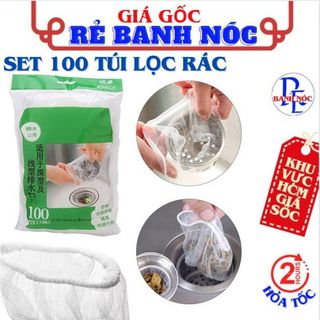  Set 100 Túi Lưới Lọc Rác Thông Minh - Combo 100 Túi Lọc Rác Thiết Kế Kiểu Lưới Siêu Dai Đầu Có Chun Co Giãn