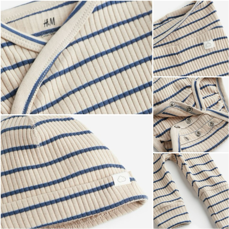 Set 3 chi tiết dài tay HM auth săn sale cho bé sơ sinh 4 đến 8kg