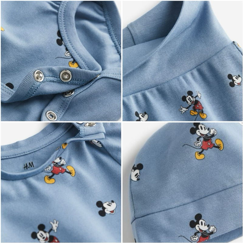 Set 3 chi tiết dài tay HM auth săn sale cho bé sơ sinh 4 đến 8kg