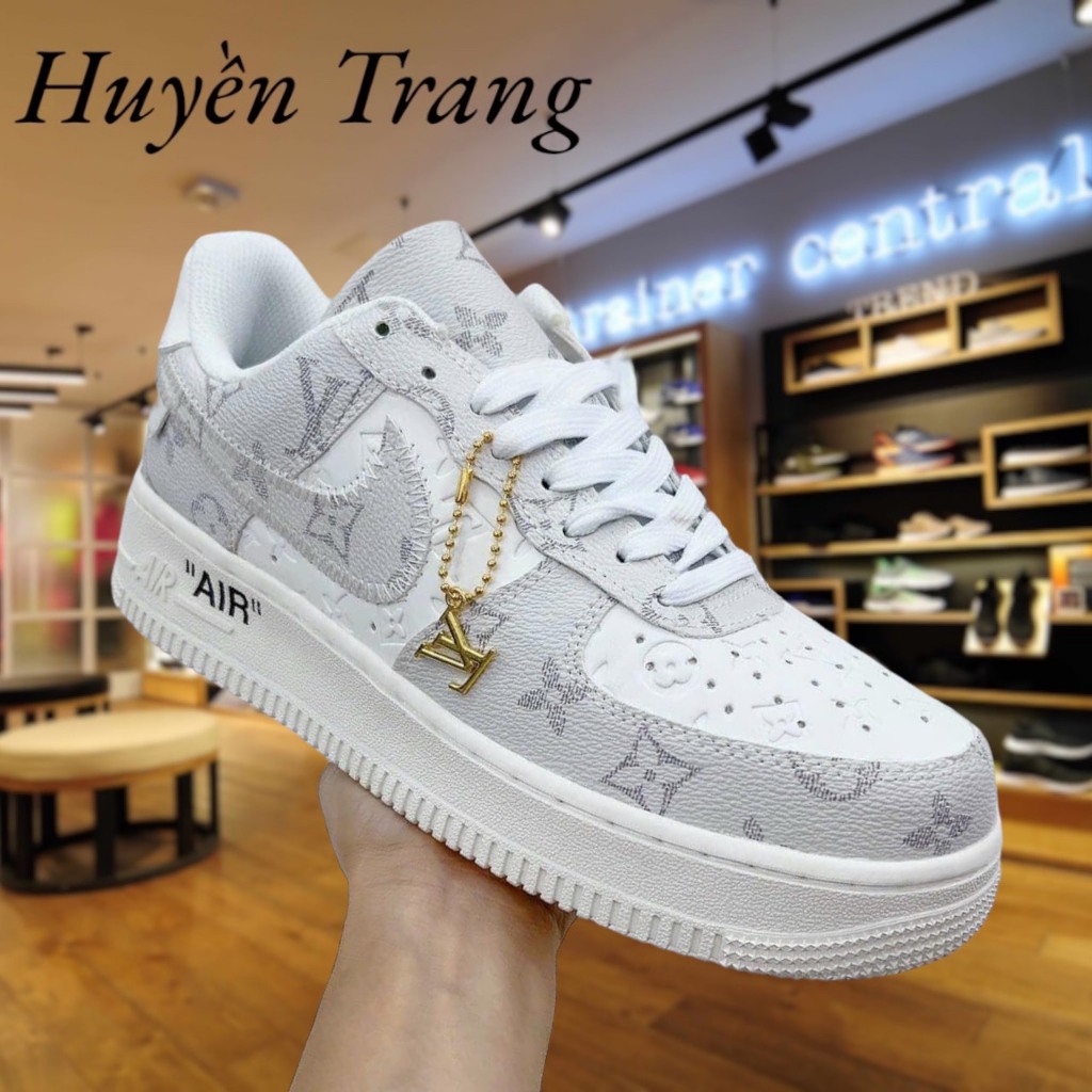 Giày _Nike Air Force 1 Lv xám, giày AF1 xám đế Air bản cao cấp full box bill phụ kiện