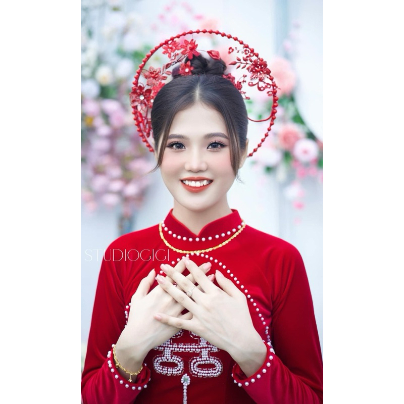 🔥🔥 Phụ kiện cưới Bích Dung - Vấn đỏ phối hoa Puka cao cấp hot rần rần đã có hàng nhé các tình yêu