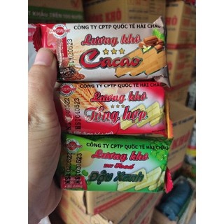 Thùng 100 chiếc lương khô hải châu của CTCP Quốc tế Hải Châu vị ca cao/ tổng hợp/ đậu xanh