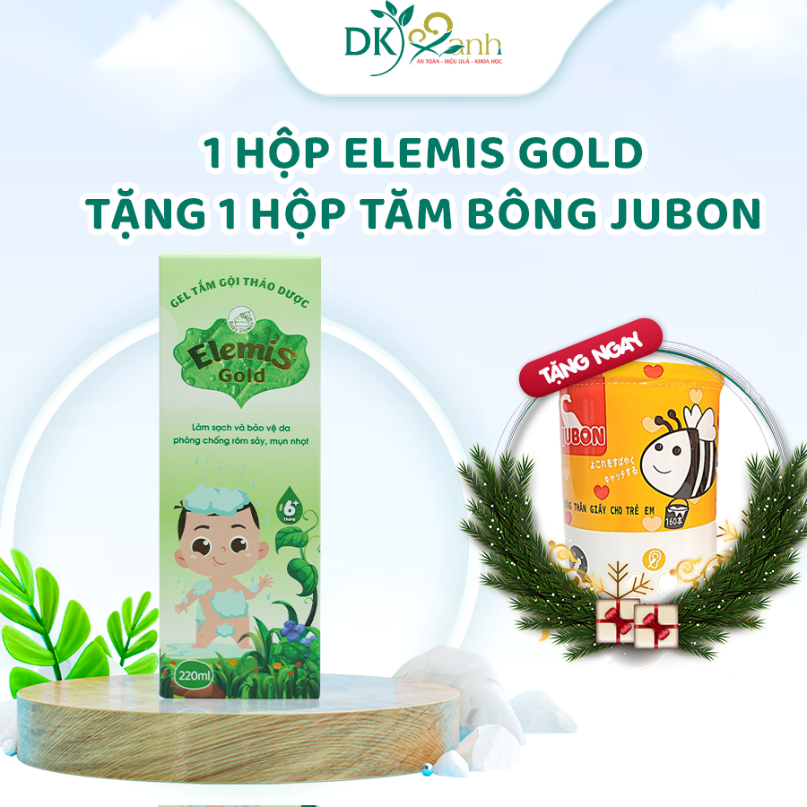 Elemis Gold Sữa Tắm Gội Thảo Dược Cho Bé Từ 6 Tháng Tuổi Bọt Dịu Nhẹ Kháng Khuẩn Tối Ưu 220ml/chai - Elemis Tặng Quà