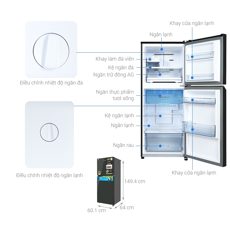 Tủ lạnh Panasonic Inverter 268L NR-TV301BPKV