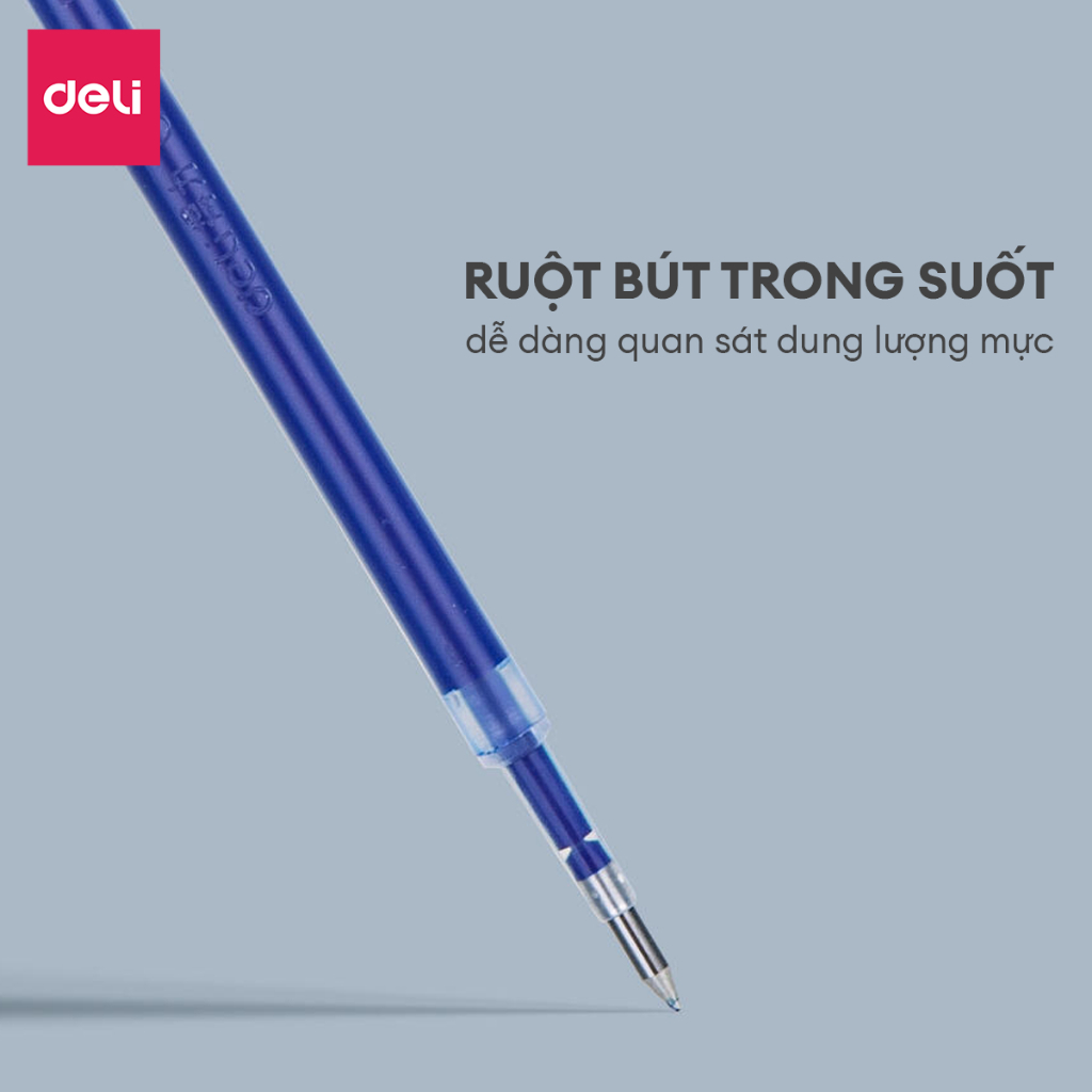 Combo 10 20 ruột bút gel Deli 0.5mm dùng cho bút bi nước A575 lâu hết mực không gai khi viết mực trơn tru S206 giá rẻ