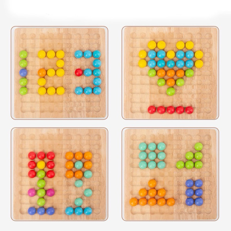 Bộ Gắp hạt Gỗ 3 trong 1, kèm Bát đẹp, Câu và Lật hình trí nhớ montessori|HD96